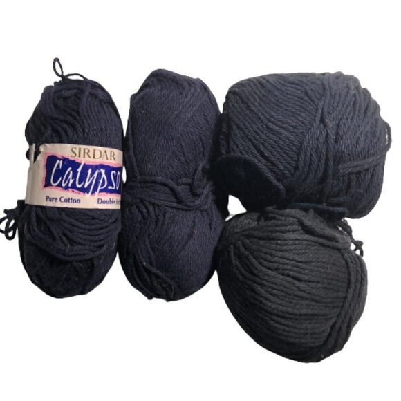 💜 2/$20 💜 Black and Navy Cotton yarn bundle #1904 - Picture 1 of 1